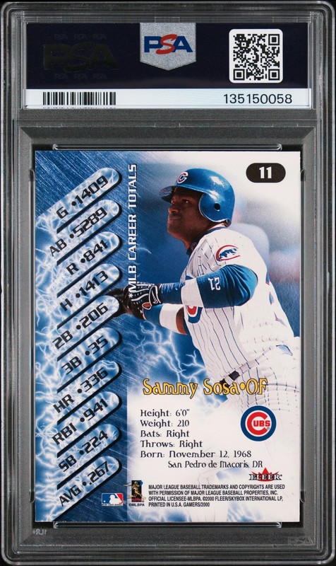 2000 Fleer Gamers Sammy Sosa #11 PSA 9 view 2