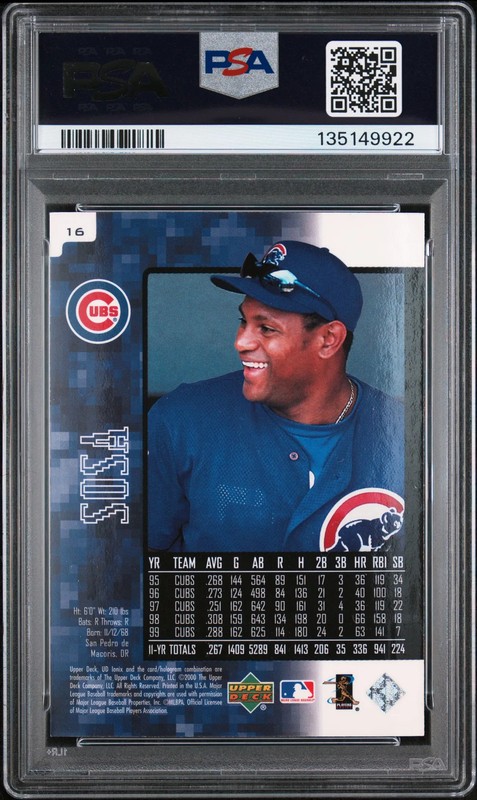 2000 Upper Deck Ionix Sammy Sosa #16 PSA 9 view 2