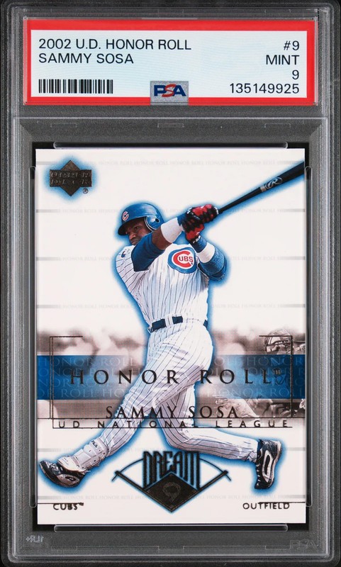 2002 Upper Deck Honor Roll Sammy Sosa #9 PSA 9