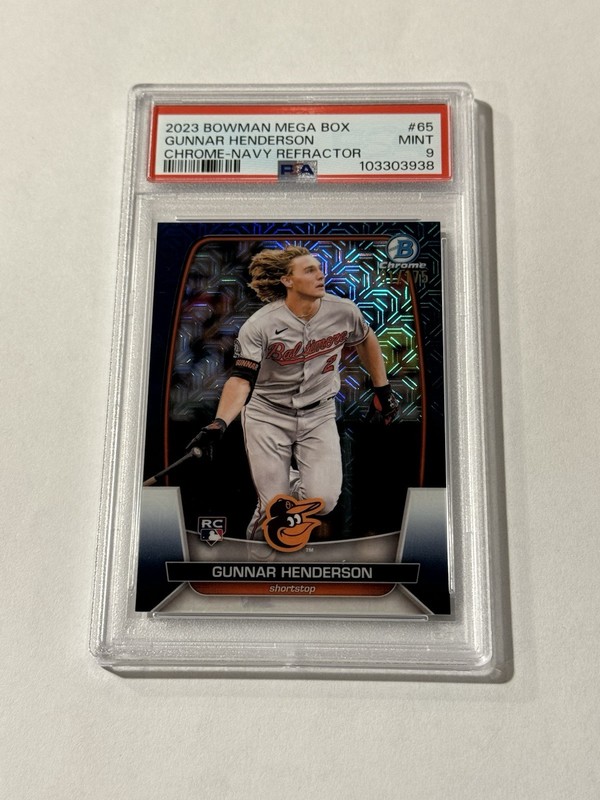 2023 BOWMAN CHROME NAVY BLUE REFRACTOR ROOKIE GUNNAR HENDERSON RC 175 PSA 9 MINT