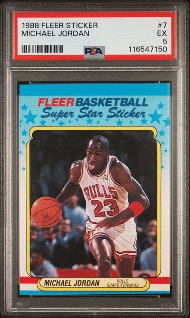 1988 Fleer Sticker MICHAEL JORDAN #7 GOAT PSA 5