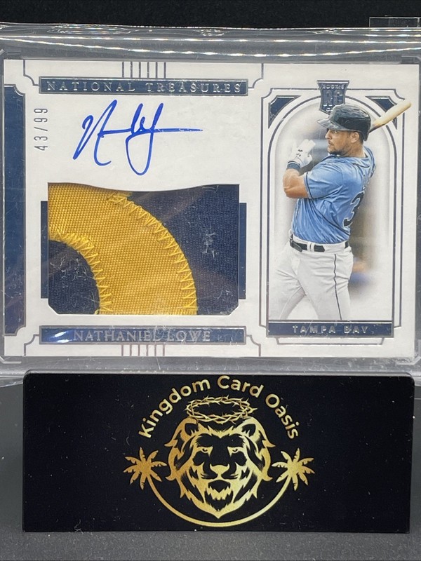 2019 Panini National Treasures #64 Nathaniel Lowe Rookie Patch Auto #d /99 RPA view 2