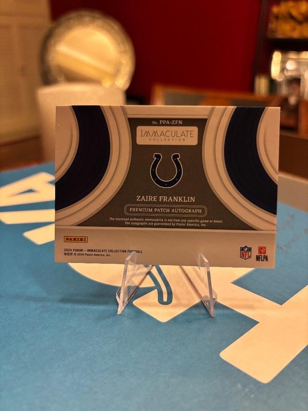 2024 Immaculate Zaire Franklin Premium Patch Auto #/99 Colts view 2