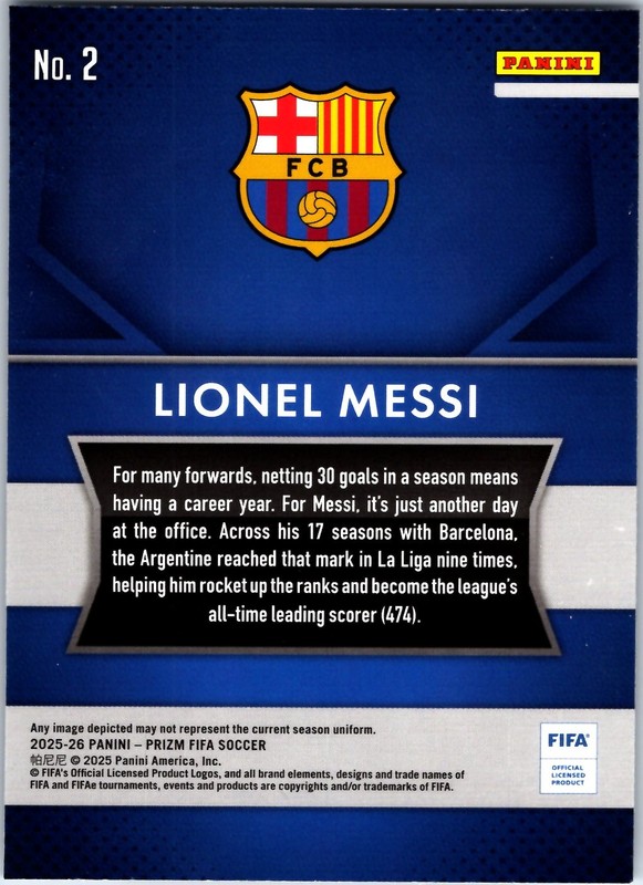 2025-26 Panini Prizm Fifa Lionel Messi #2 Prizm view 2