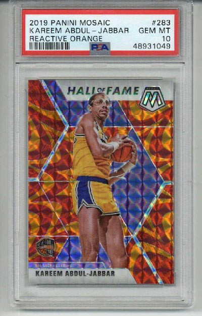 2019 PANINI MOSAIC REACTIVE ORANGE #283 KAREEM ABDUL JABBAR LAKERS PSA 10 RARE