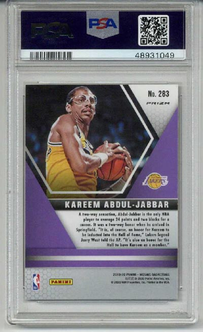 2019 PANINI MOSAIC REACTIVE ORANGE #283 KAREEM ABDUL JABBAR LAKERS PSA 10 RARE view 2