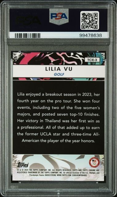 LILIA VU 2024 Topps Chrome US Olympics EXPOSE #03/10 Case Hit PSA 9 Mint view 2