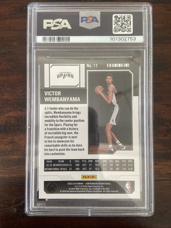 2023-24 Panini Contenders Retail #11 Victor Wembanyama #11 (RC) PSA 9 MINT! view 2