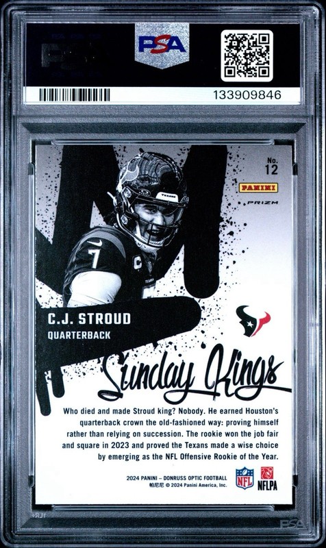 2024 Panini Donruss Optic - Sunday Kings C.J. Stroud #12 PSA 10 Case Hit SSP view 2