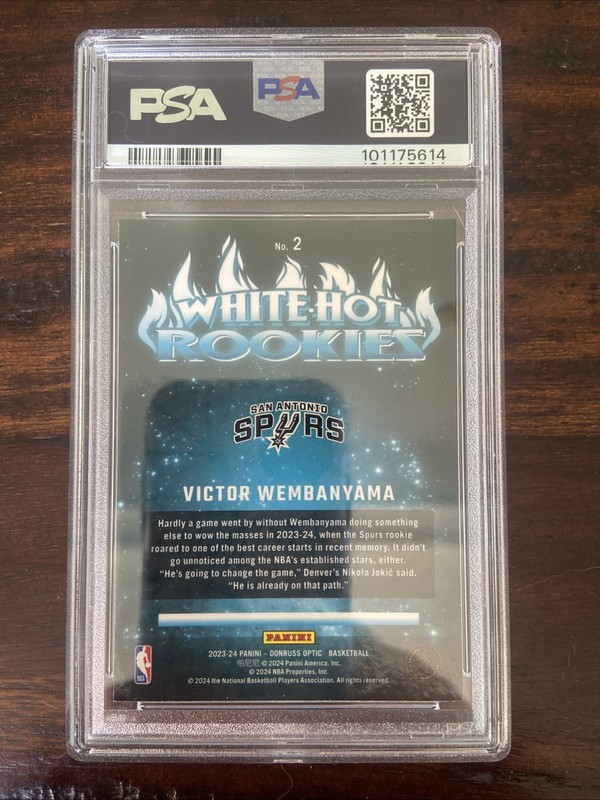 2023-24 Donruss Optic White Hot Rookies #2 Victor Wembanyama (RC) PSA 9 MINT! view 2