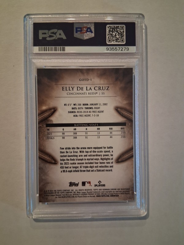 2024 Bowman Elly De La Cruz Gladiators of the Diamond Chrome RC #GOTD-1 PSA 9 view 2