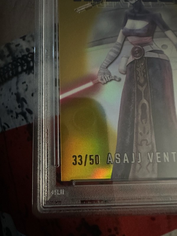 2023 Topps Finest Star Wars Warriors Asajj Ventress Gold Refractor /50 PSA 9 view 2