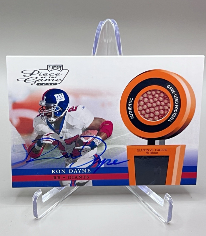 ON CARD AUTO 2002 Playoff Piece of the Game Ron Dayne #POG-45 Game Used Football