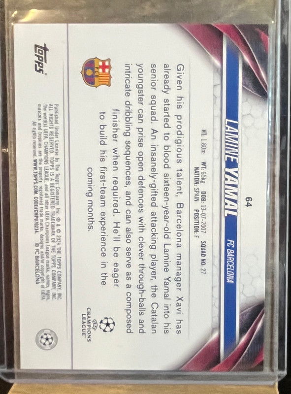 2023 Topps Chrome UEFA Club Competition Lamine Yamal RC #64 view 2