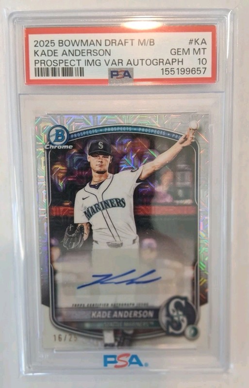 2025 Bowman Draft Kade Anderson Image Variation Auto #/25 PSA 10 CPA-KA