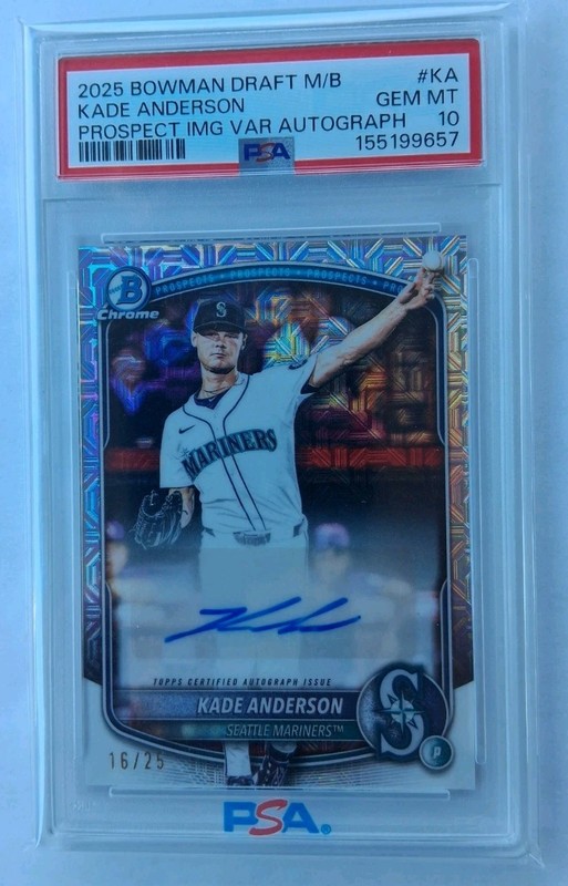 2025 Bowman Draft Kade Anderson Image Variation Auto #/25 PSA 10 CPA-KA view 2