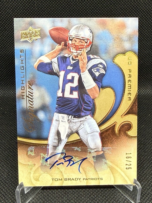 Tom Brady 2008 Upper Deck Premier Signature Gold Auto /25 #SH15 GOAT Patriots