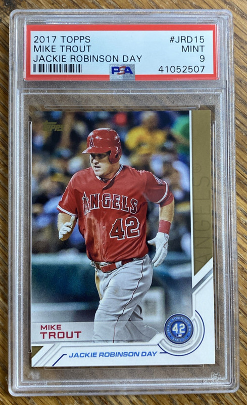 MIKE TROUT 2017 TOPPS JACKIE ROBINSON DAY #JRD15 PSA MINT 9 LOS ANGELES ANGELS