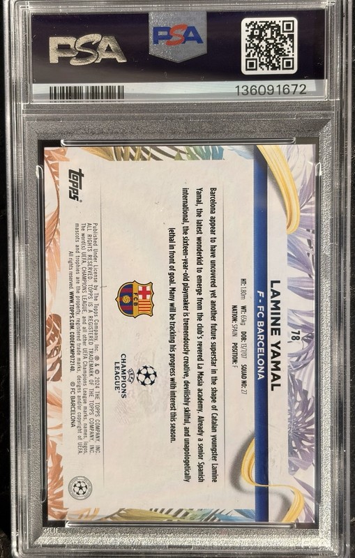 2023-24 Topps Carnaval UEFA Lamine Yamal RC #78 PSA 9 Mint Rookie Barcelona view 2