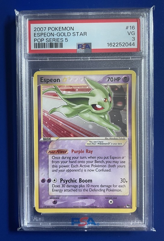 2007 POKEMON CARD POP SERIES 5 ESPEON-GOLD STAR 16/17 PSA 3 VG