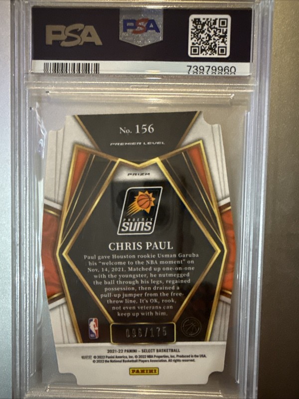 2021-22 Panini Select Chris Paul Premier Level #156 Maroon Die-Cut  /175 PSA 9 view 2