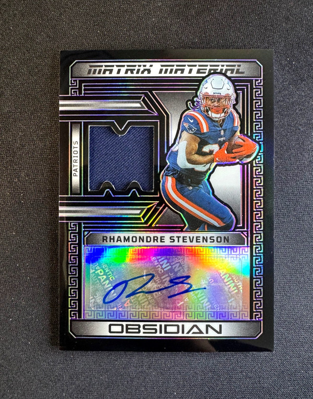 2023 Panini Obsidian Rhamondre Stevenson Patch Auto #MMA-RST Patriots #d 08/75