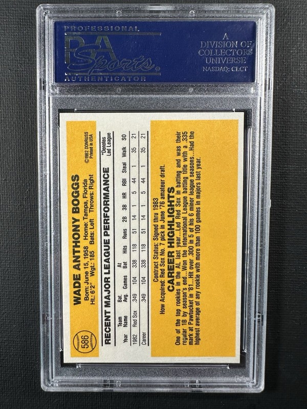1983 Donruss Wade Boggs PSA 10 view 2