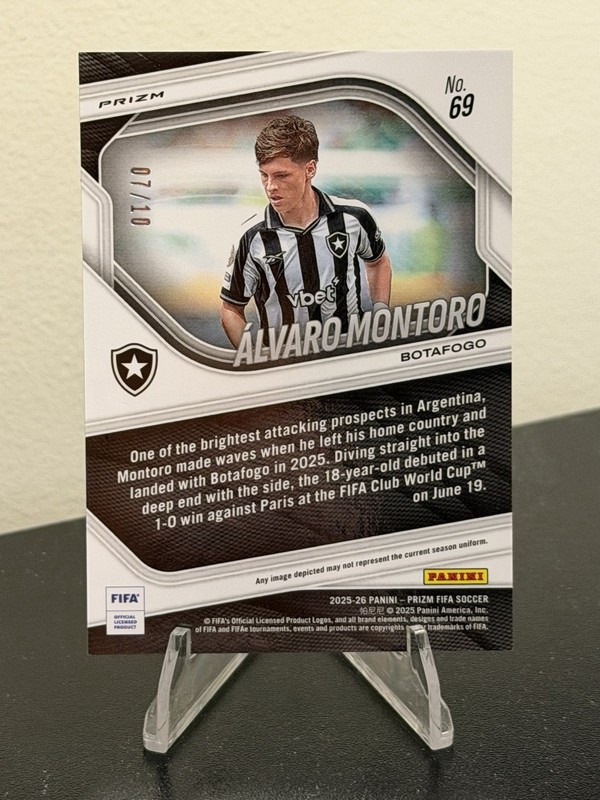 Alvaro Montoro 2025-26 Panini Prizm Choice FIFA RC Gold #/10 Botafogo view 2