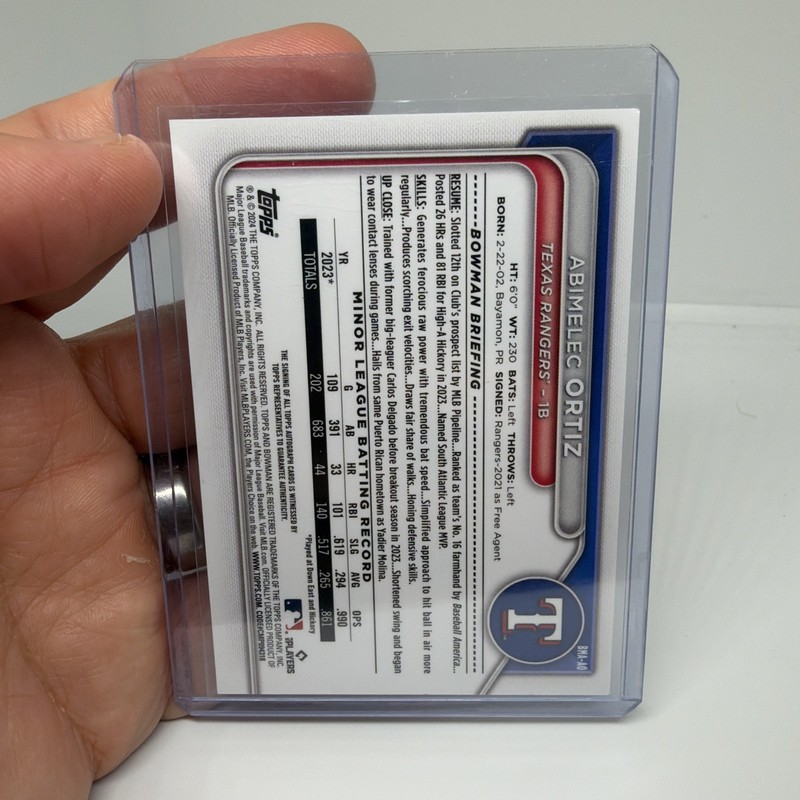 2024 Bowman Chrome Prospect Mojo Auto Abimelec Ortiz Purple Refractor /199  view 2