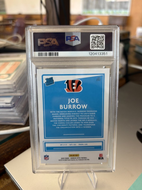 2020 Panini Donruss Optic - Rated Rookies Joe Burrow #151 (RC) PSA 9 view 2