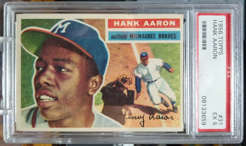 1956 Topps #31 White Back PSA EX 5 - Hank Aaron