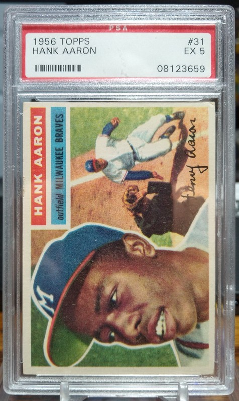 1956 Topps #31 White Back PSA EX 5 - Hank Aaron view 2
