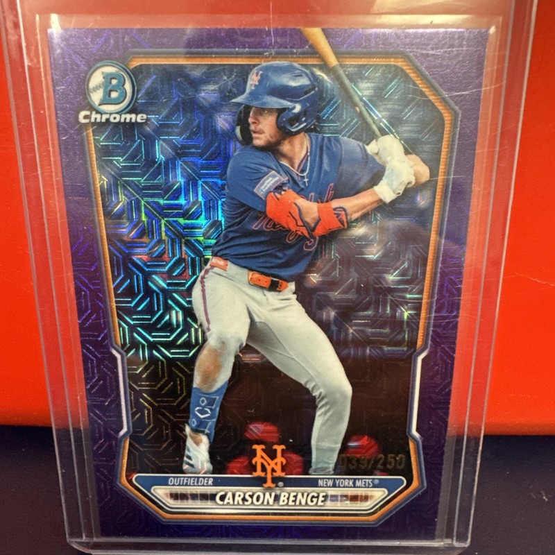 CARSON BENGE 2026 BOWMAN CHROME PURPLE GEOMETRIC REFRACTOR /250 METS C Q3855