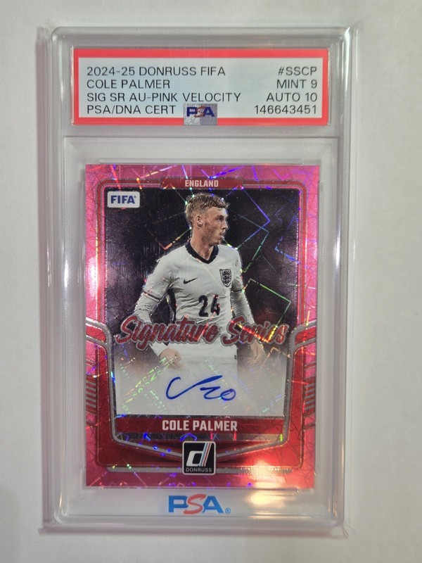 2024-25 Donruss Signature Series Cole Palmer #SS-CP Pink Velocity PSA 9 AUTO 10