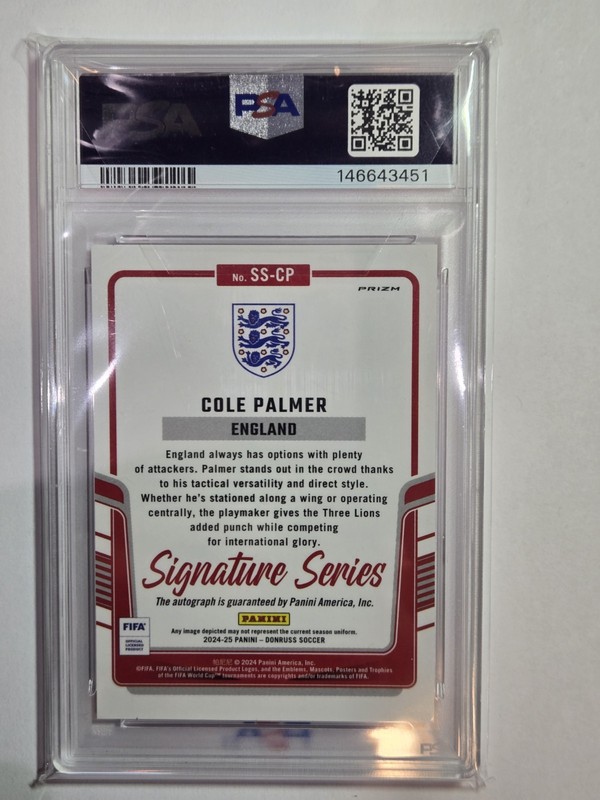2024-25 Donruss Signature Series Cole Palmer #SS-CP Pink Velocity PSA 9 AUTO 10 view 2