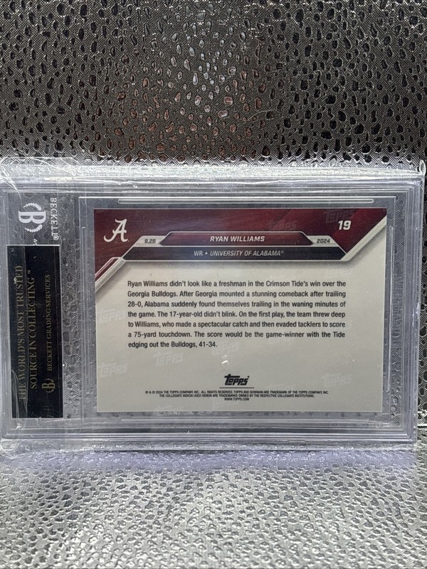 2024 Bowman University Now #19 Ryan Williams BGS 10 Black Label Pristine Bama view 2