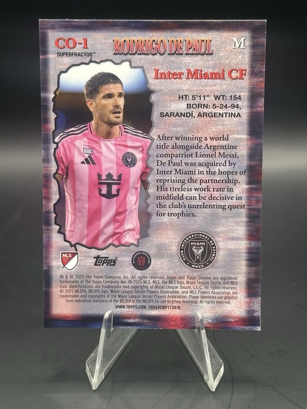 2025 Topps Chrome MLS Class of Their Own Rodrigo De Paul 1/1 Superfractor #CO-1 view 2