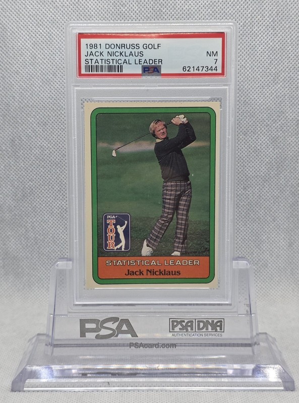 1981 Donruss Golf Jack Nicklaus RC ROOKIE HOF Statistical Leader PSA 7 NM