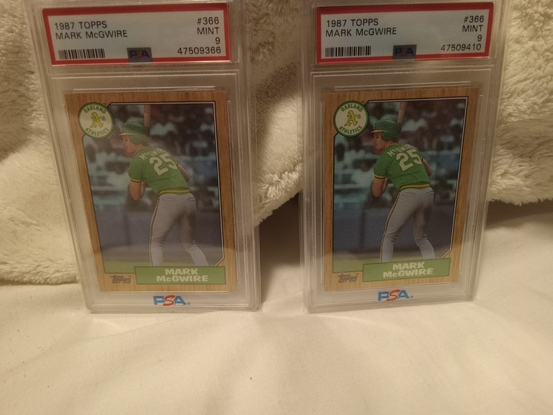 (2)  1987 TOPPS #366 MARK McGWIRE OAKLAND ATHLETICS PSA 9