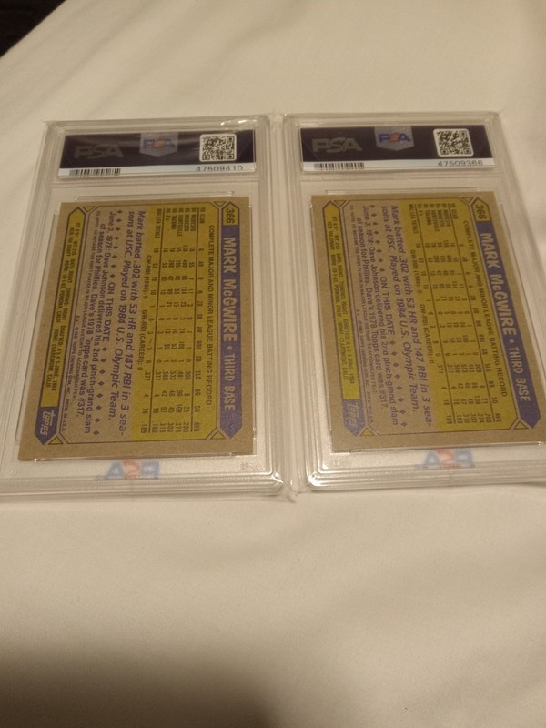 (2)  1987 TOPPS #366 MARK McGWIRE OAKLAND ATHLETICS PSA 9 view 2
