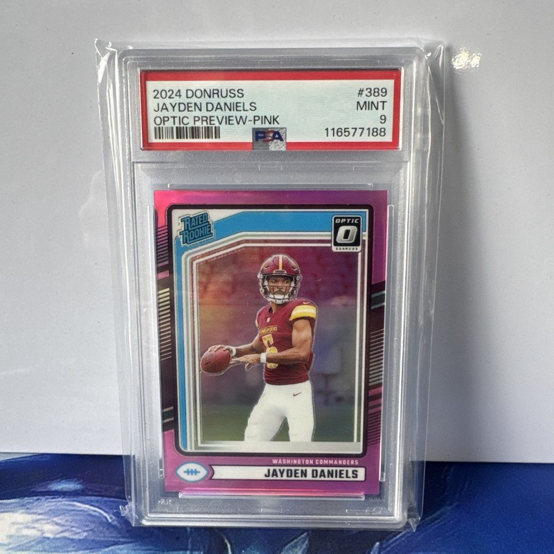 2024 Panini Donruss - Jayden Daniels PSA 9 RC Optic Preview Pink #389