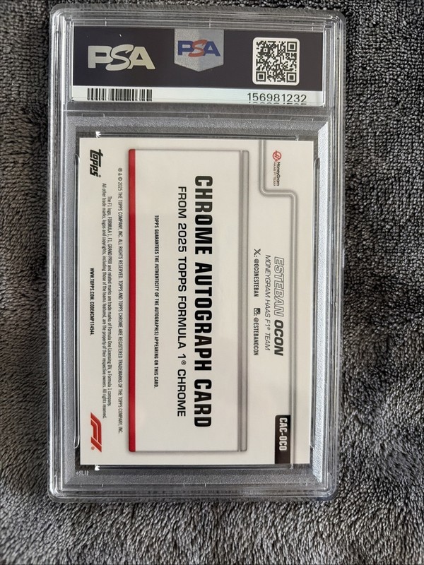 2025 Topps Chrome F1 Esteban Ocon Auto Orange Ref /25 #CAC-OCO PSA 9 view 2