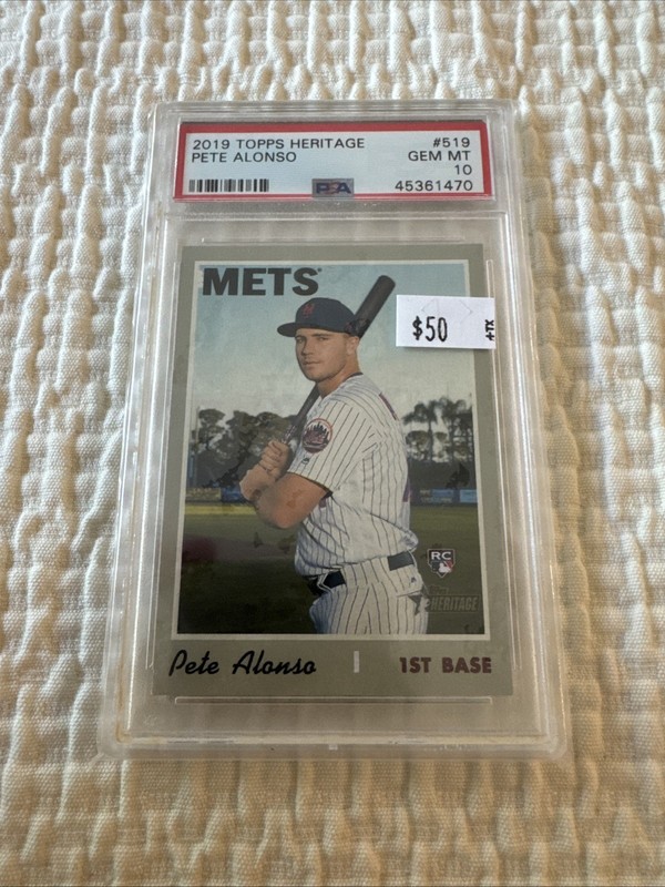2019 TOPPS HERITAGE #519 PETE ALONSO RC METS PSA 10
