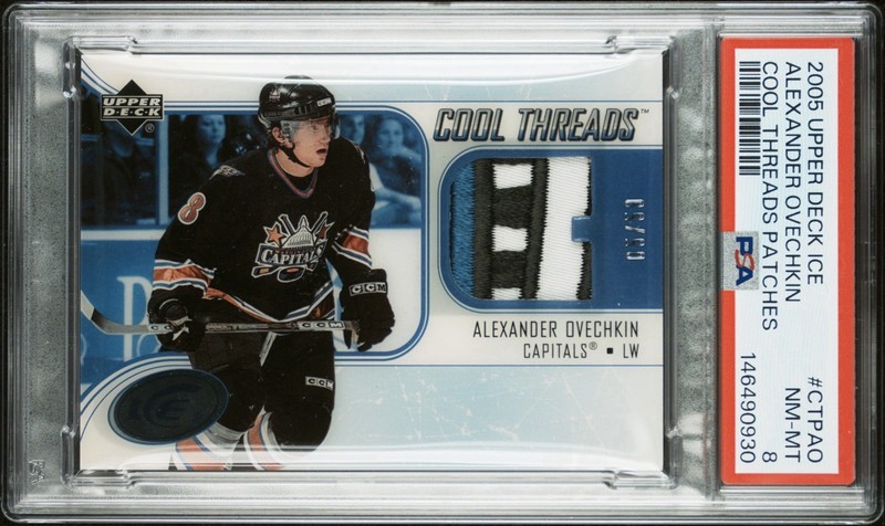 2005 UPPER DECK ICE ALEXANDER OVECHKIN (RC) COOL THREADS PATCHES 05/50 PSA 8