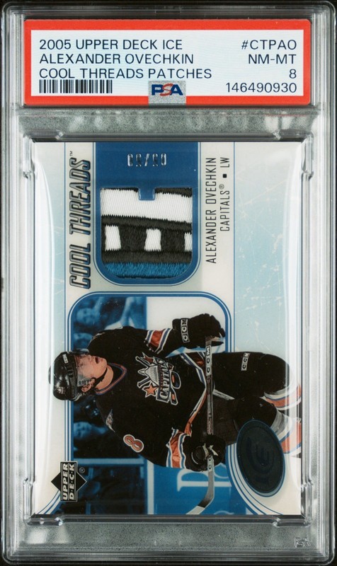 2005 UPPER DECK ICE ALEXANDER OVECHKIN (RC) COOL THREADS PATCHES 05/50 PSA 8 view 2