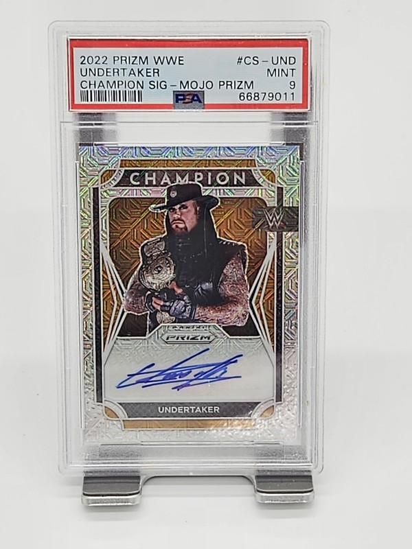 Undertaker 2022 WWE Panini Prizm Champion Signature Mojo Autograph /25 PSA 9