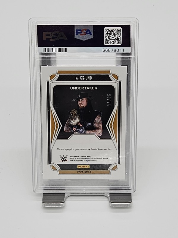Undertaker 2022 WWE Panini Prizm Champion Signature Mojo Autograph /25 PSA 9 view 2