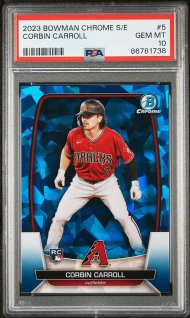CORBIN CARROLL 2023 Bowman Chrome Sapphire Ed. #5 Rookie RC PSA 10