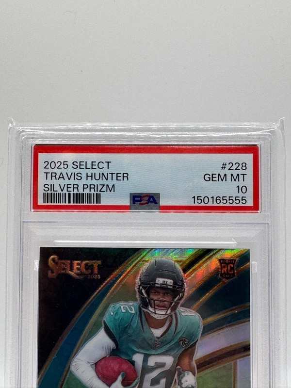 2025 Panini Select - Club Level Travis Hunter #228 Silver Prizm (RC) PSA 10 view 2