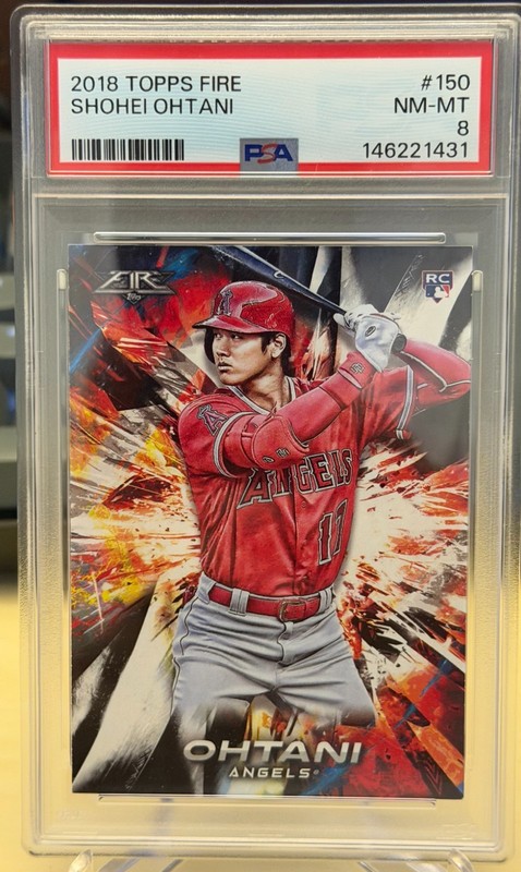 2018 TOPPS FIRE #150 SHOHEI OHTANI ROOKIE RC PSA 8